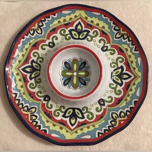 Cynthia Rowley Floral Chip Dip Plate Platter 13.5”